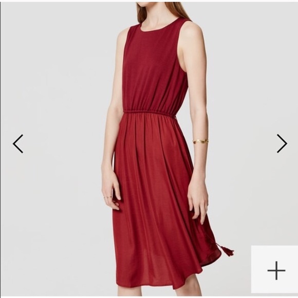 LOFT Dresses & Skirts - LOFT mixed Media Burgundy Dress with Tassels
